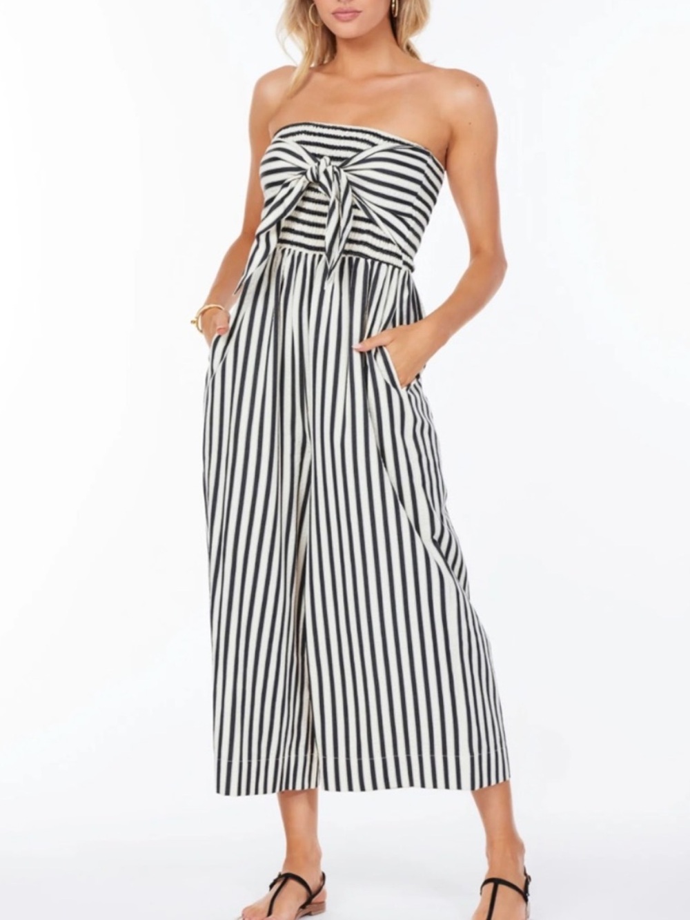 bishop + young Elva Tie Front Striped Jumpsuit Anthropologie